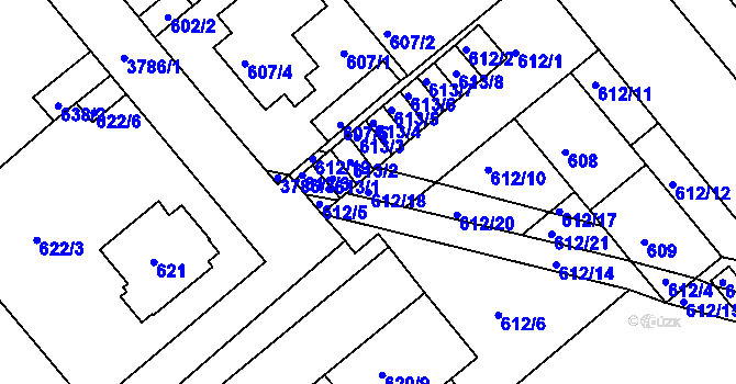Parcela st. 612/18 v KÚ Kutná Hora, Katastrální mapa