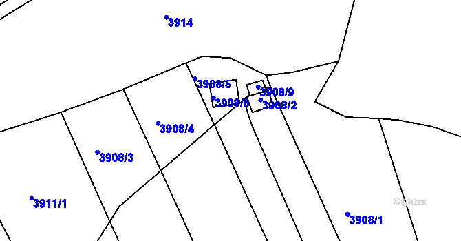 Parcela st. 3908/12 v KÚ Kutná Hora, Katastrální mapa