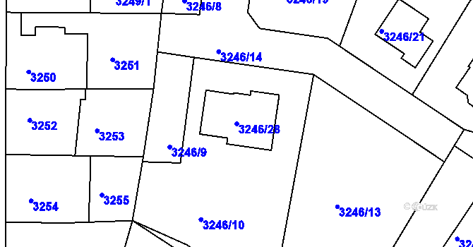Parcela st. 3246/28 v KÚ Kutná Hora, Katastrální mapa
