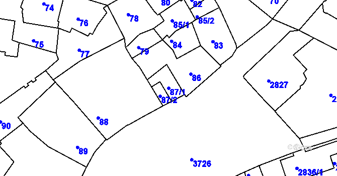 Parcela st. 87/1 v KÚ Kutná Hora, Katastrální mapa