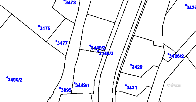 Parcela st. 3449/3 v KÚ Kutná Hora, Katastrální mapa