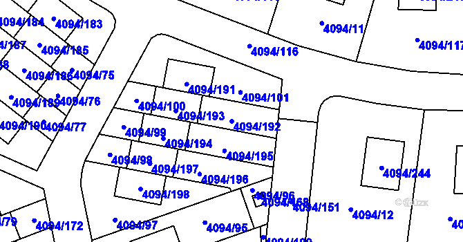 Parcela st. 4094/192 v KÚ Kutná Hora, Katastrální mapa