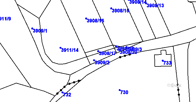 Parcela st. 3908/17 v KÚ Kutná Hora, Katastrální mapa