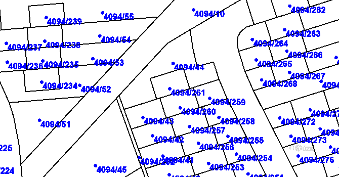 Parcela st. 4094/261 v KÚ Kutná Hora, Katastrální mapa