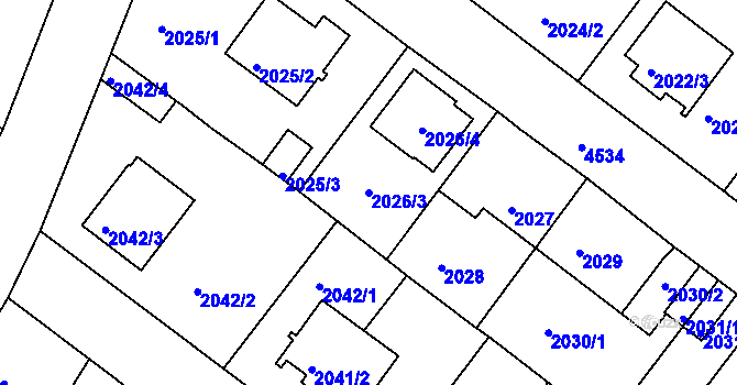 Parcela st. 2026/3 v KÚ Kutná Hora, Katastrální mapa