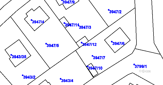 Parcela st. 3947/12 v KÚ Kutná Hora, Katastrální mapa