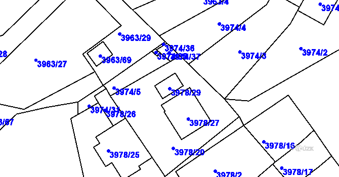 Parcela st. 3978/29 v KÚ Kutná Hora, Katastrální mapa