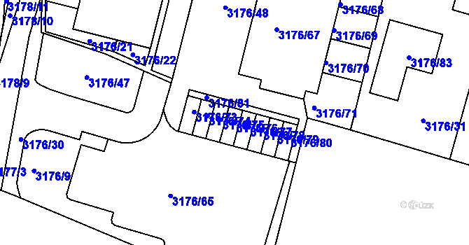 Parcela st. 3176/76 v KÚ Kutná Hora, Katastrální mapa