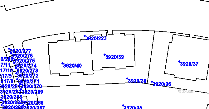 Parcela st. 3920/39 v KÚ Kutná Hora, Katastrální mapa
