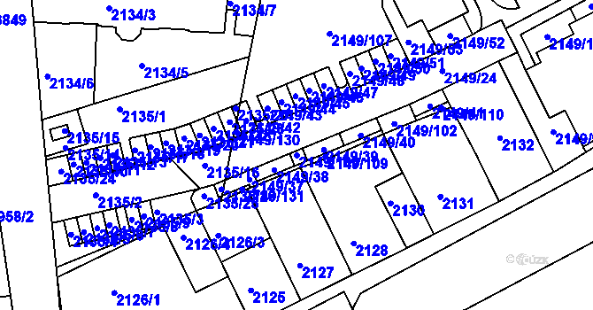Parcela st. 2149/103 v KÚ Kutná Hora, Katastrální mapa