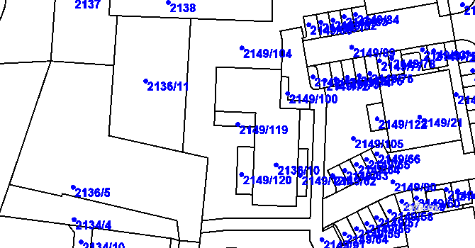 Parcela st. 2149/119 v KÚ Kutná Hora, Katastrální mapa