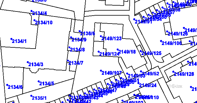 Parcela st. 2149/124 v KÚ Kutná Hora, Katastrální mapa