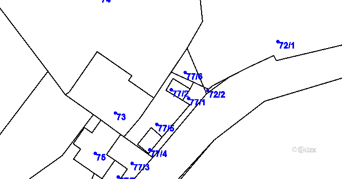 Parcela st. 77/2 v KÚ Poličany, Katastrální mapa