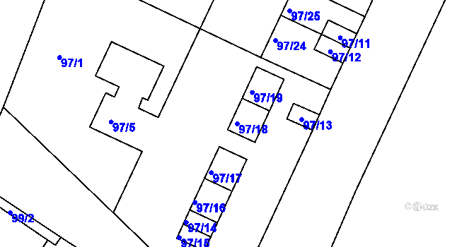 Parcela st. 97/18 v KÚ Poličany, Katastrální mapa