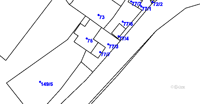 Parcela st. 77/7 v KÚ Poličany, Katastrální mapa