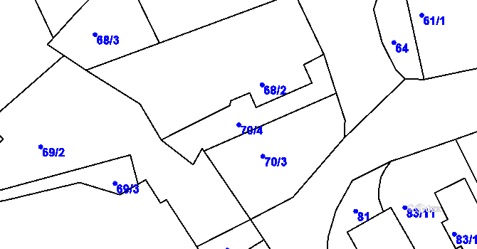 Parcela st. 70/4 v KÚ Poličany, Katastrální mapa