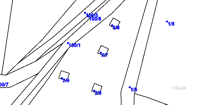 Parcela st. 2/7 v KÚ Perštejnec, Katastrální mapa