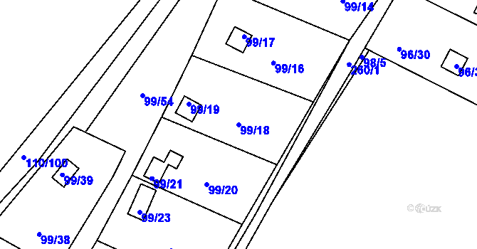 Parcela st. 99/18 v KÚ Perštejnec, Katastrální mapa