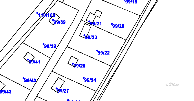 Parcela st. 99/22 v KÚ Perštejnec, Katastrální mapa
