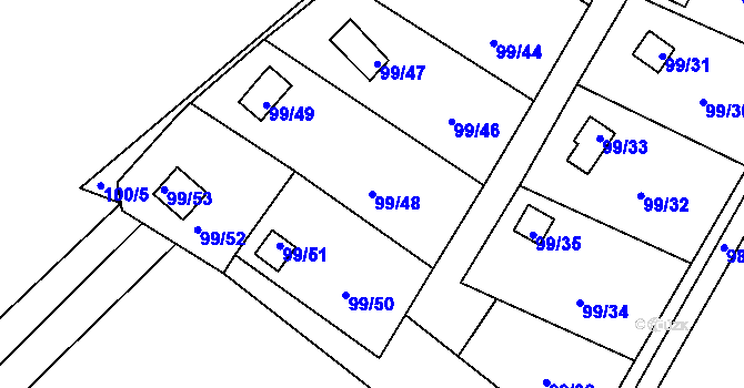 Parcela st. 99/48 v KÚ Perštejnec, Katastrální mapa