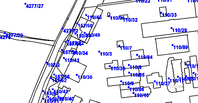 Parcela st. 110/3 v KÚ Perštejnec, Katastrální mapa