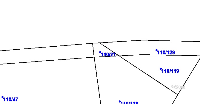 Parcela st. 110/21 v KÚ Perštejnec, Katastrální mapa