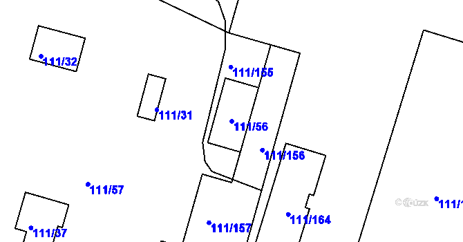 Parcela st. 111/56 v KÚ Perštejnec, Katastrální mapa