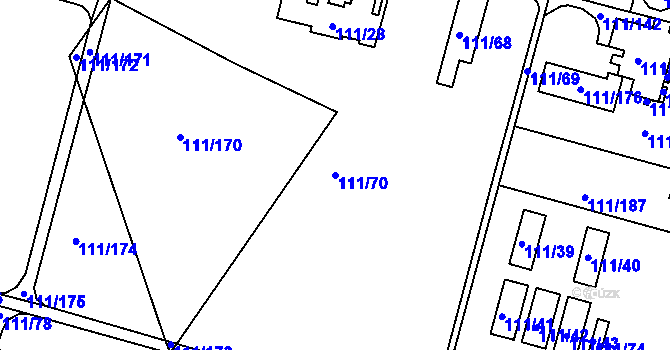 Parcela st. 111/70 v KÚ Perštejnec, Katastrální mapa