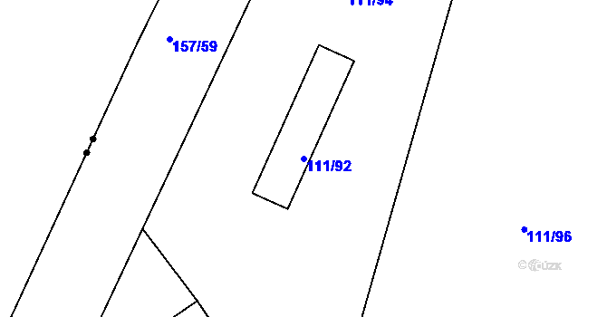 Parcela st. 111/92 v KÚ Perštejnec, Katastrální mapa