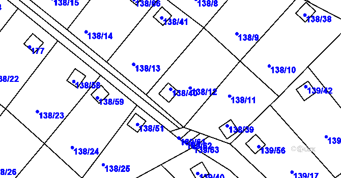 Parcela st. 138/40 v KÚ Perštejnec, Katastrální mapa