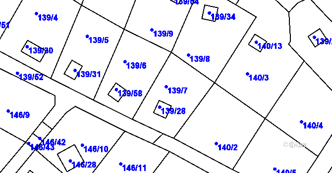 Parcela st. 139/7 v KÚ Perštejnec, Katastrální mapa