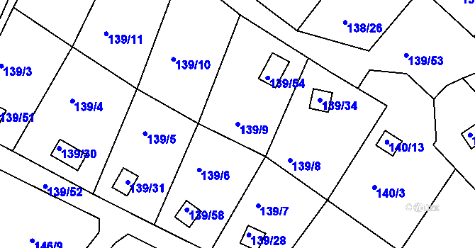 Parcela st. 139/9 v KÚ Perštejnec, Katastrální mapa