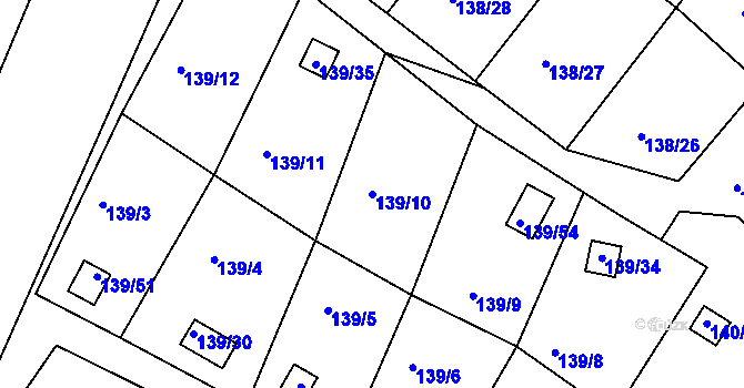 Parcela st. 139/10 v KÚ Perštejnec, Katastrální mapa