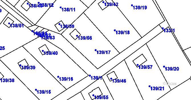 Parcela st. 139/17 v KÚ Perštejnec, Katastrální mapa