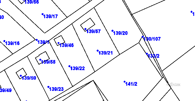 Parcela st. 139/21 v KÚ Perštejnec, Katastrální mapa