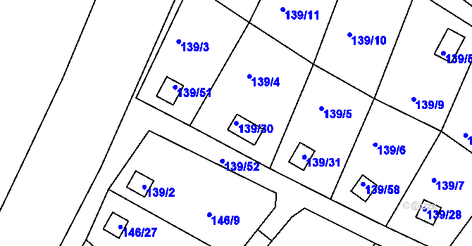 Parcela st. 139/30 v KÚ Perštejnec, Katastrální mapa