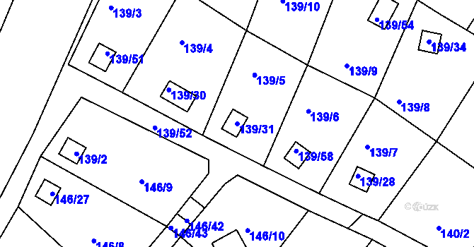 Parcela st. 139/31 v KÚ Perštejnec, Katastrální mapa
