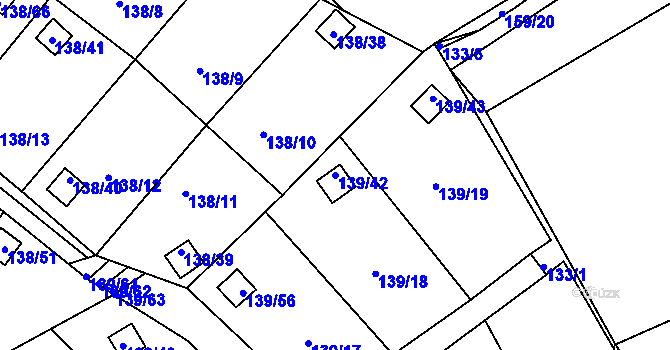 Parcela st. 139/42 v KÚ Perštejnec, Katastrální mapa