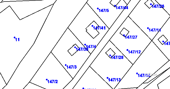Parcela st. 147/4 v KÚ Perštejnec, Katastrální mapa