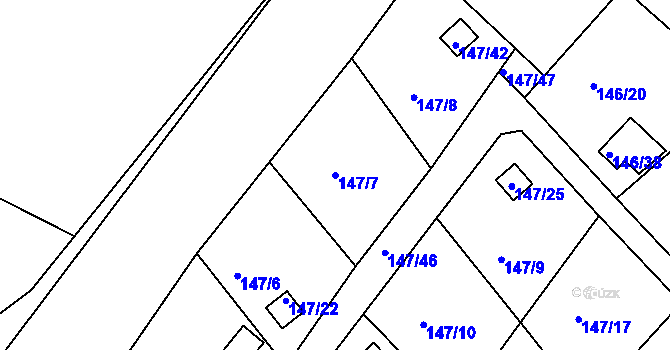 Parcela st. 147/7 v KÚ Perštejnec, Katastrální mapa