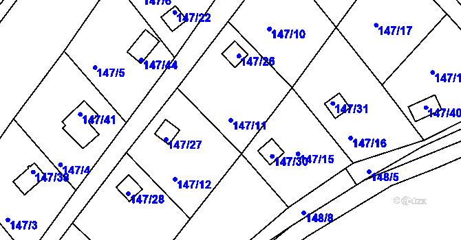 Parcela st. 147/11 v KÚ Perštejnec, Katastrální mapa