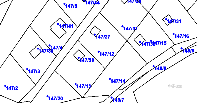 Parcela st. 147/12 v KÚ Perštejnec, Katastrální mapa