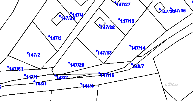 Parcela st. 147/13 v KÚ Perštejnec, Katastrální mapa