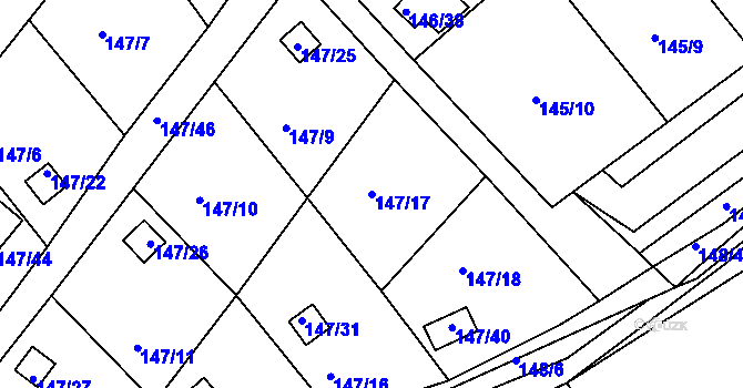 Parcela st. 147/17 v KÚ Perštejnec, Katastrální mapa
