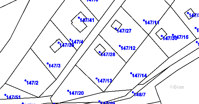 Parcela st. 147/28 v KÚ Perštejnec, Katastrální mapa