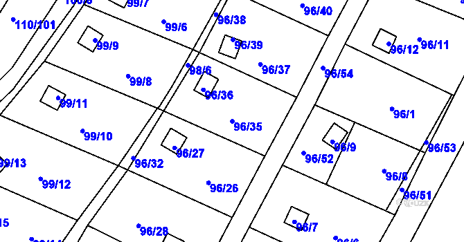 Parcela st. 96/35 v KÚ Perštejnec, Katastrální mapa