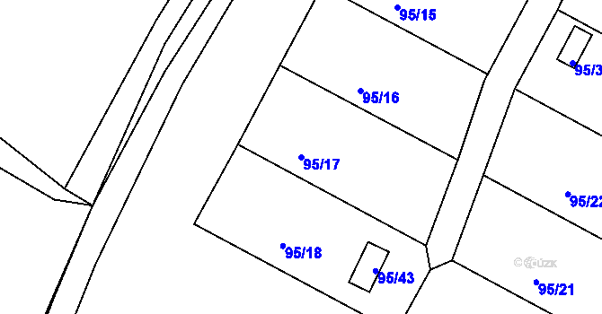 Parcela st. 95/17 v KÚ Perštejnec, Katastrální mapa