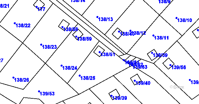 Parcela st. 138/51 v KÚ Perštejnec, Katastrální mapa