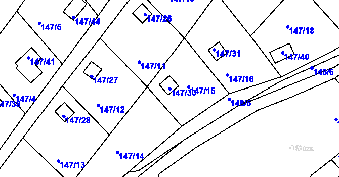 Parcela st. 147/30 v KÚ Perštejnec, Katastrální mapa