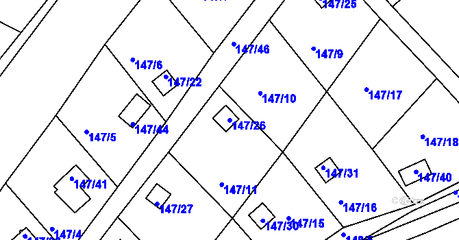 Parcela st. 147/26 v KÚ Perštejnec, Katastrální mapa